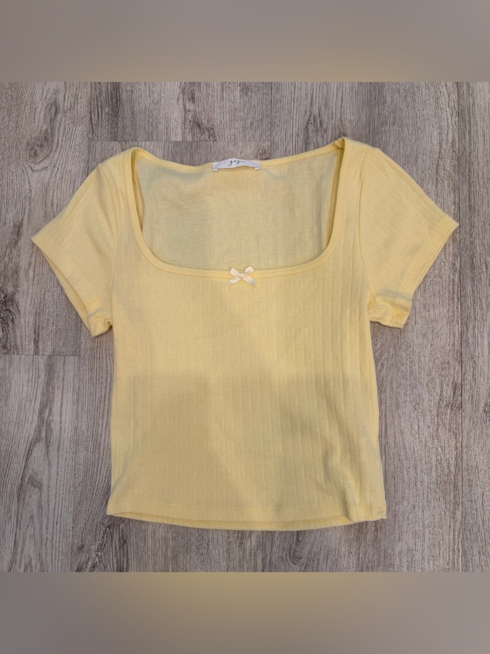 Gaze Yellow Pointelle Baby Tee Size Small